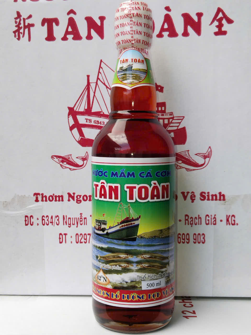 Nước mắm Tân Toàn chai thủy tinh 42° đạm 500ml (giá chưa bao gồm VAT)